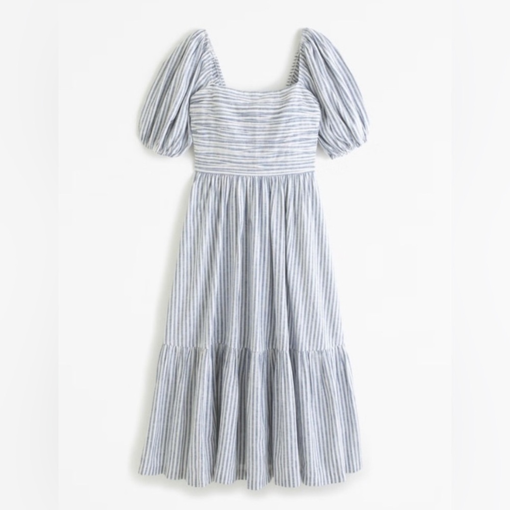 The A&F Emerson Linen-Blend Puff Sleeve Midi Dress